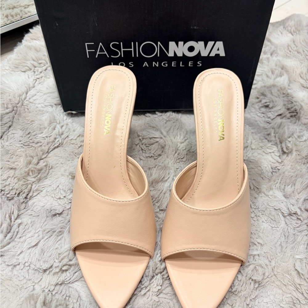 Fashion Nova Nude Slip-On Open Toe Mules